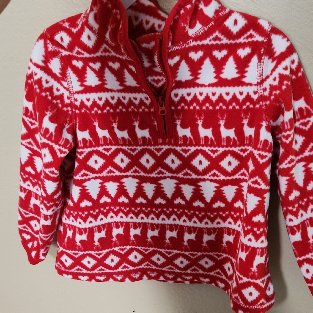 Red and White Patterned Women's Sweater
